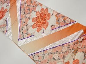 牡丹に菊・桜模様織出し袋帯